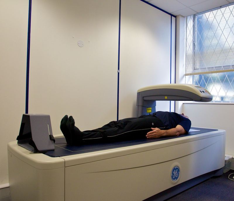 A DEXA scanner in use